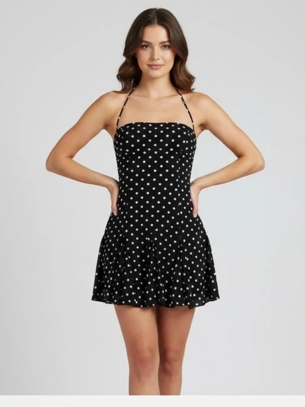 Princess Polly Black & White Polka Dot Strapless Mini Dress